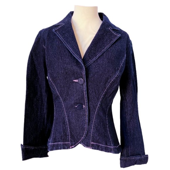 Nicole Miller Jackets & Blazers - Nicole Miller Denim Jacket with Pink Trim 10